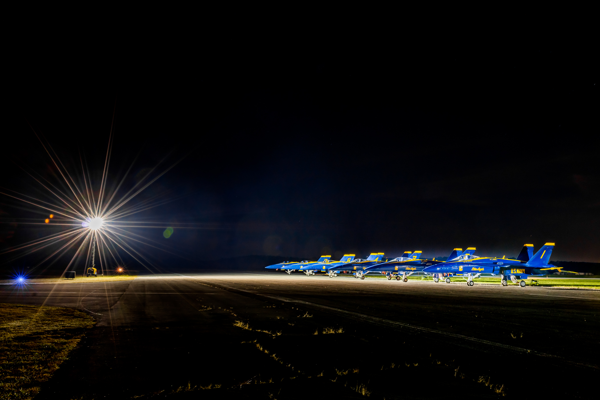 Night view of the U.S. Navy Blue Angels from our Airstream