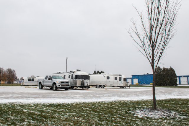 The only campers in a wintry Airstream Terraport