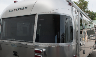 Our new Airstream 25FB Flying Cloud waiting for us on the dealer lot.