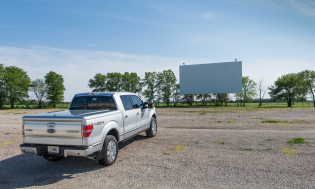 Movie time at Route 66 Twin Drive-In Theatre in Springfield, Illinois
