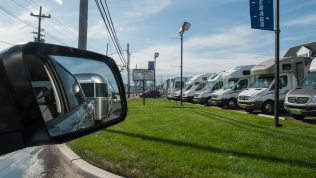 Departing from Colonial Airstream with our new Airstream