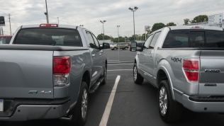 2013 Toyota Tundra Crewmax Platinum (left) and 2013 Ford F-150 Platinum EcoBoost