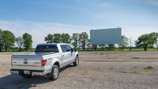 Movie time at Route 66 Twin Drive-In Theatre in Springfield, Illinois