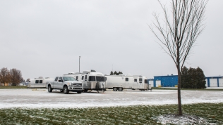 The only campers in a wintry Airstream Terraport
