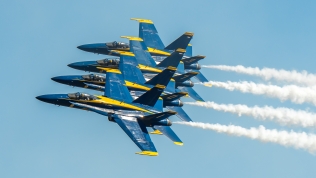Blue Angels practice day fly-by