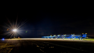 Night view of the U.S. Navy Blue Angels from our Airstream