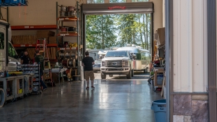 Pulling into AM Solar work bay