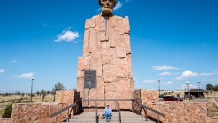 Abraham Lincoln’s statue watches over traffic on I-80 at the Summit Rest Area