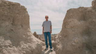 Terry hiking at Badlands National Park