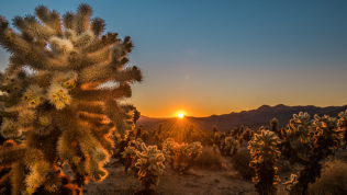 Sunrise at Cholla Cactus Garden in Joshua Tree National Park